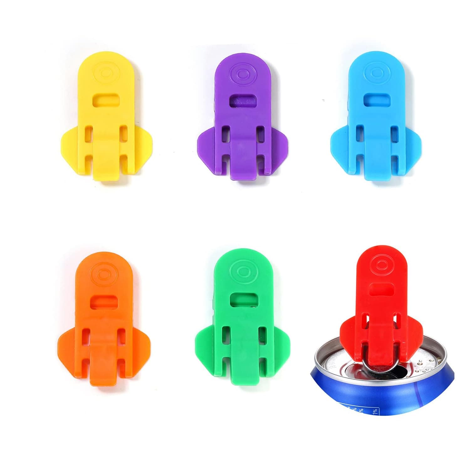 Joyzzz Can Opener, 6 Pack Manual Easy Beverage Can Cover Protector, Colorful Soda Beer Can Opener, Premium Plastic Shields Can Openers for Pop, Coke, Beer, Soda, Drink Aluminum Beverage