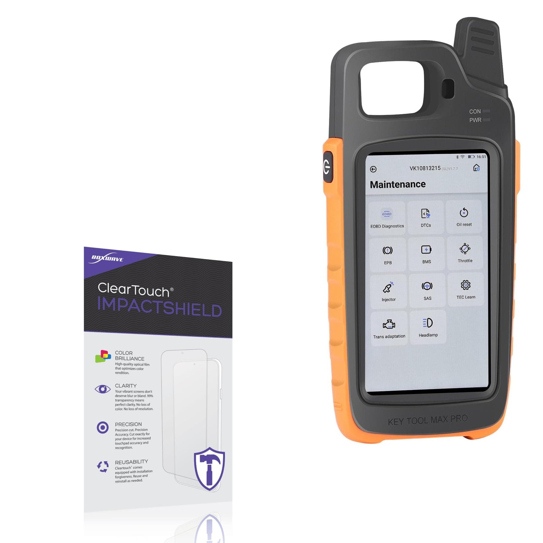 BoxWave Screen Protector Compatible with Xhorse VVDI Key Tool Max Pro - ClearTouch ImpactShield (2-Pack), Impenetrable Screen Protector Flexible Film