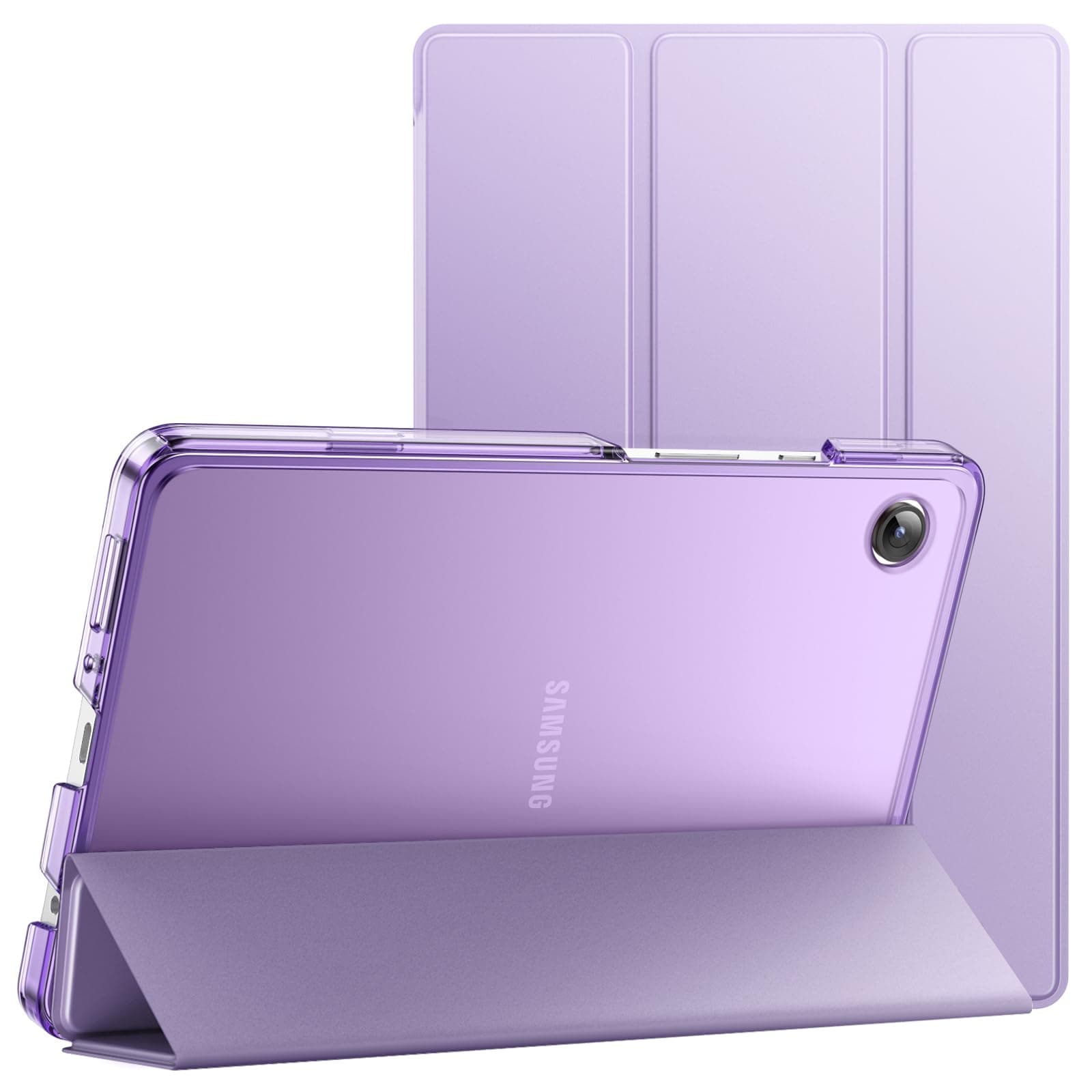 JETech Case for Samsung Galaxy Tab A11 / Tab A9 8.7-Inch 2025/2023, Slim Translucent Back Tri-Fold Folio Stand Protective Tablet Cover (Light Purple)
