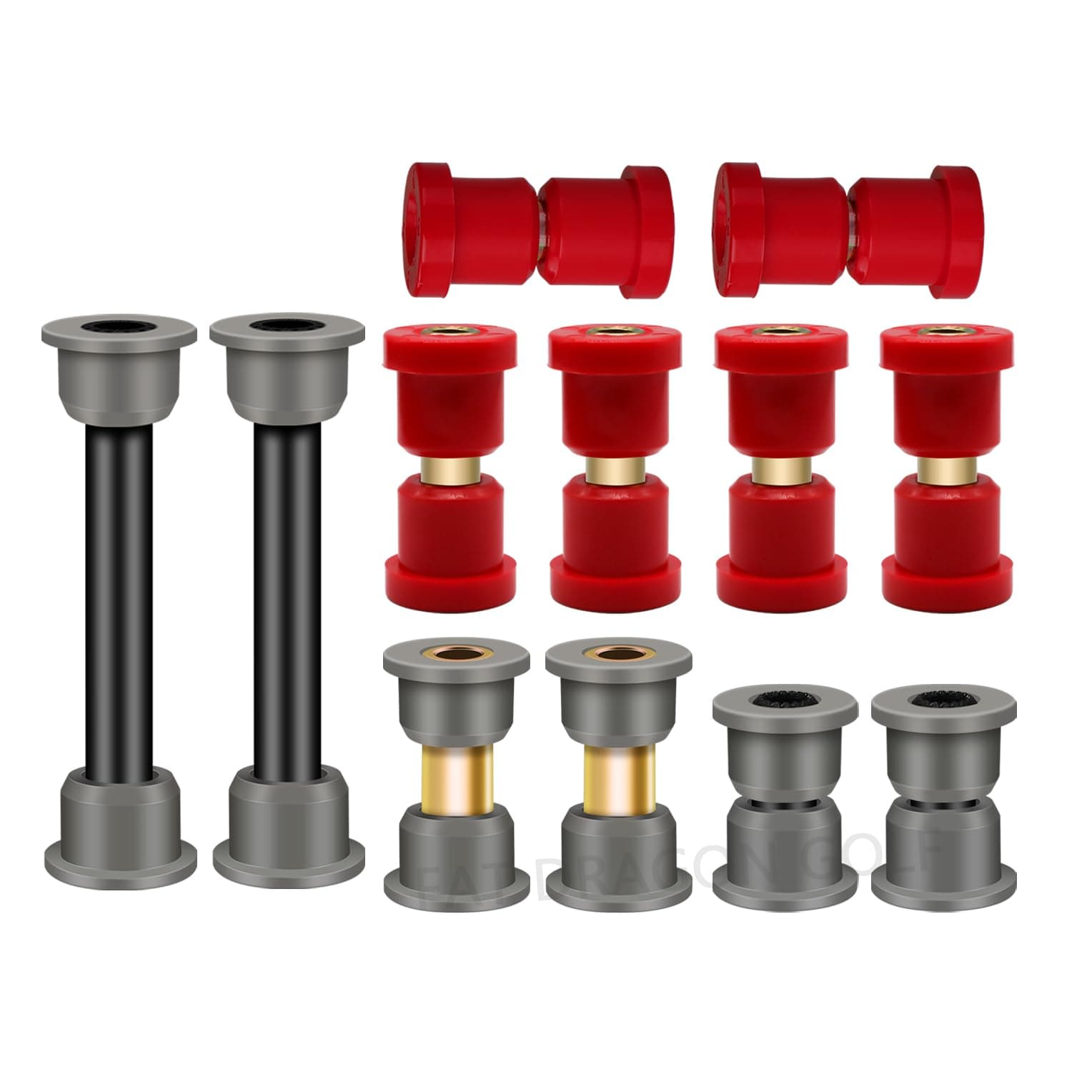 Panglong Club Car Precedent Front Lower Spring+Rear Leaf Spring+Upper A Arm Suspension, Polyurethane Bushings and Sleeves Kits Fit 2004-Up Precedent, OEM 102506601 102506401 102956201 102956201