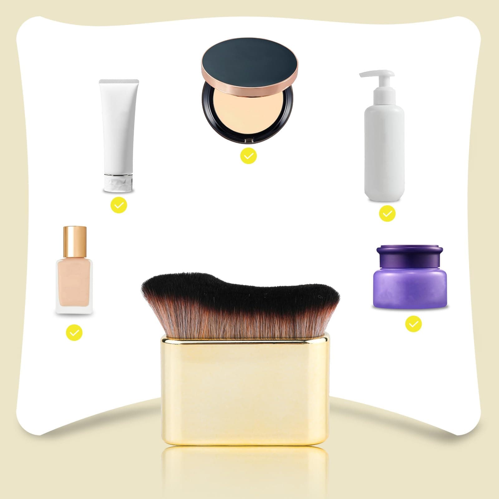 Self Brush Applicator Self Blending Brush for Face and Body (Gold)