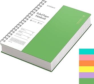 EMSHOI B5 Spiral Notebook College Ruled Lined Journal, Large 7.48" X 10.15", 300 Pages/150 Sheets, 100gsm Thick Paper, Waterproof Hardcover, for Office School Women Men Work Writing Notes-Green
