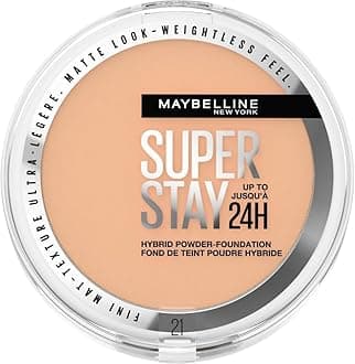 Powder Foundation, Long-lasting 24H Wear, Medium to Full Coverage, Transfer, Water & Sweat Resistant, SuperStay 24H Hybrid Powder Foundation, 21