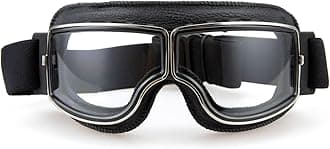 Motorcycle Goggles Vintage Aviator Pilot Style Leather Cruiser Scooter Motocross Goggles for Men, Women,Adults