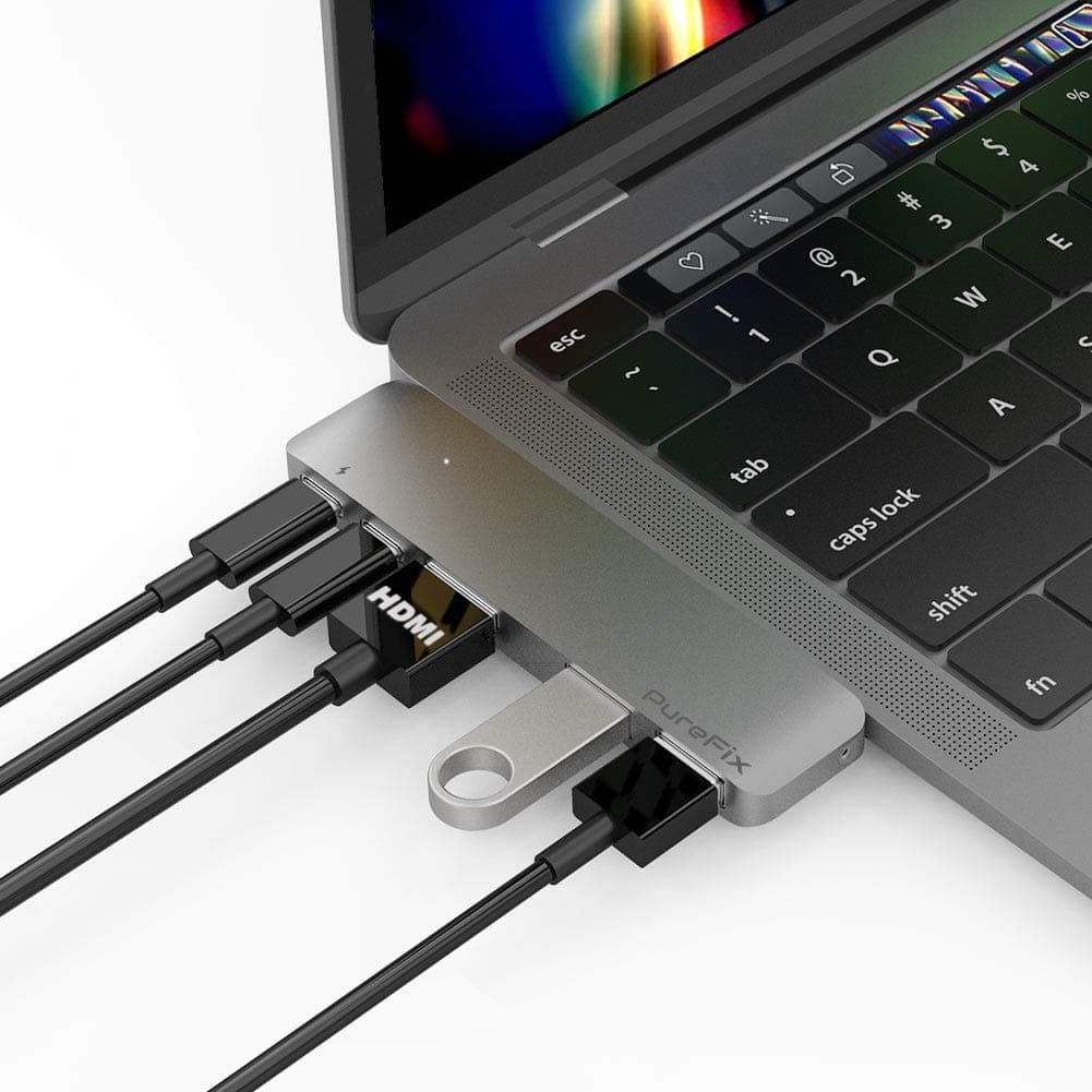 PureFix Mac USB C Hub, Thunderbolt 3 to USB C Multiport Adapter for MacBook Pro & MacBook Air, 5-in-2 Dongle with 4K HDMI Port, 100W Power Delivery, USB C and 2 USB 3.0 Data Ports