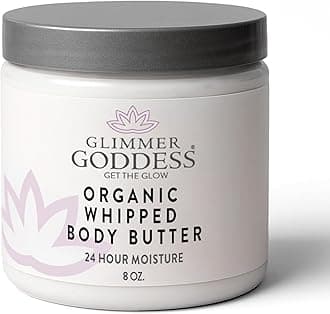 GLIMMER GODDESS Organic Whipped Body Butter for Women - Moisturizer Cream with Shea & Cocoa Butter, Almonds & Coconut Oil - Caribbean Breeze, 8oz