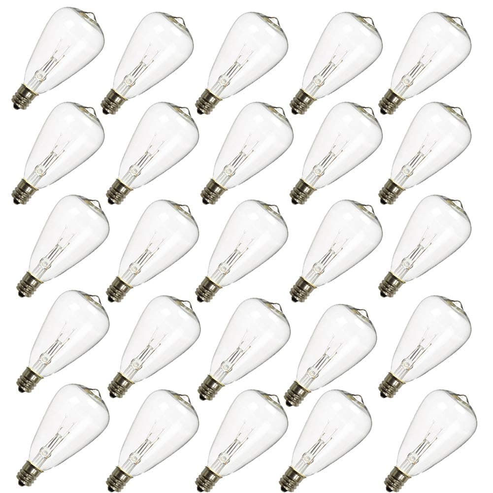 25-Pack ST35 Light Bulbs Replacement Edison Clear Bulbs -5 Watts C7/E12 Screw Base for Indoor/Outdoor Patio String Lights