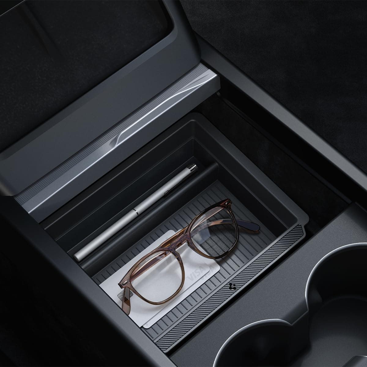 Center Console Organizer Tray Tesla Model Y Juniper (2025) Tesla Model 3 Highland (2025/2024) [Slide Technology] Multi-functional TO220SH ACP07785 (Black)