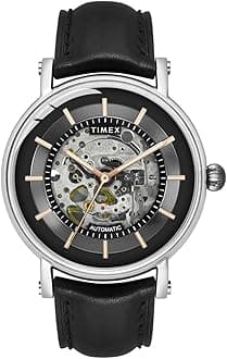 Automatic Watch for Man with Blue Round Dial & Blue Leather Strap Band Water Resistant Men's Wrist Watches