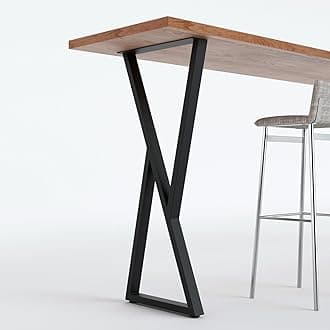 Homtone 2PCS Heavy-Duty Breakfast Bar Legs, Sturdy Rustic Metal Table Legs for High Table, Bar Table, DIY Furniture Projects, Black (H91xW35cm-X-Shape)