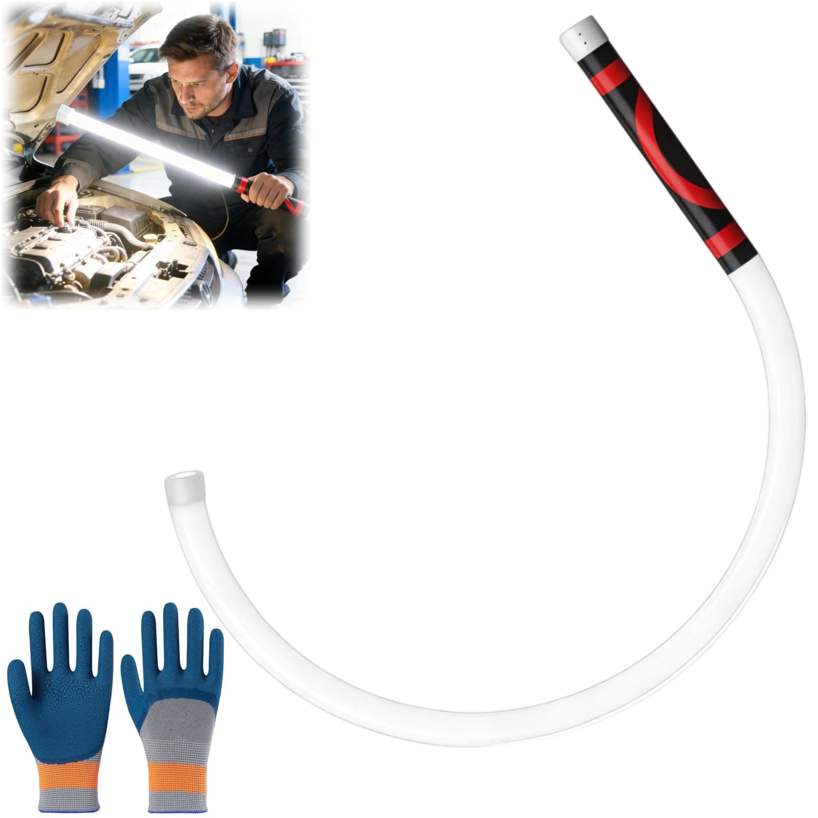 Flexible LED Light Stick, 27" Rechargeable Flashlight with High Lumen & 3 Brightness Modes, Work Light for Car Repairs, Mechanical Inspection in Tight Spaces