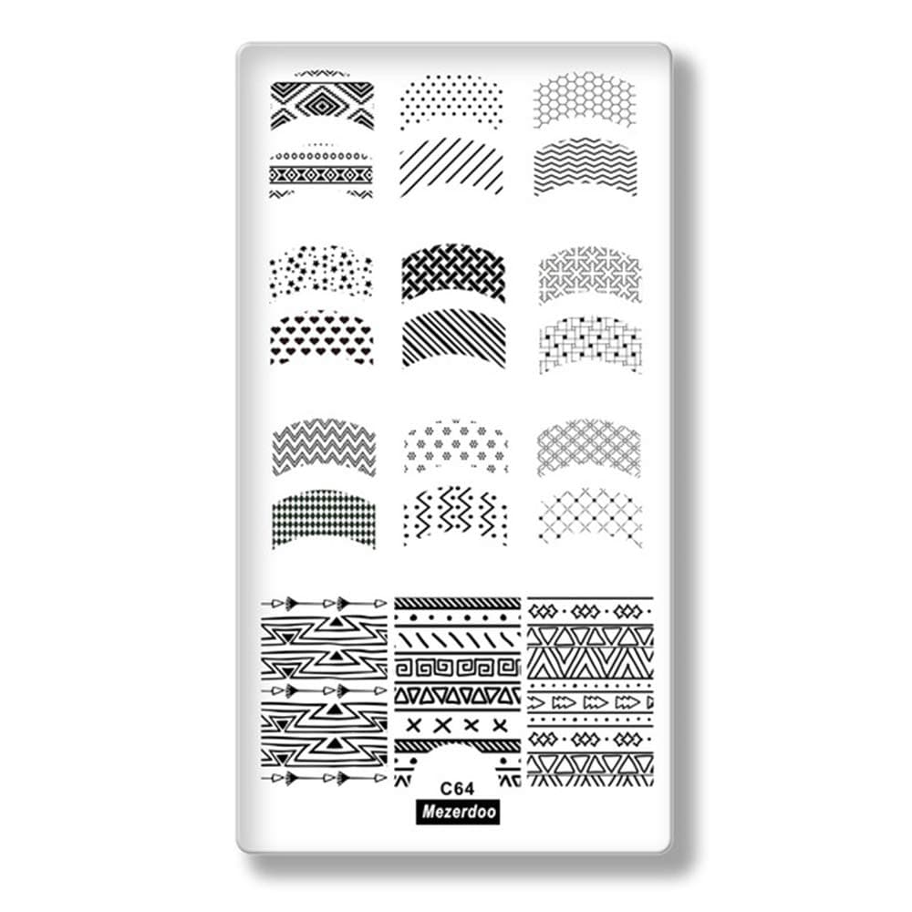 1Pcs Cute Cartoon Animals Geometric Various Pattern Nail Art Image Stamp Stamping Plates Swan Cat Nails Templates DIY Plate Tools (C64)