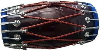 - SAI MUSICAL Handmade Wooden Dholak Indian Folk Musical Instrument Drum Tied Thru Rope
