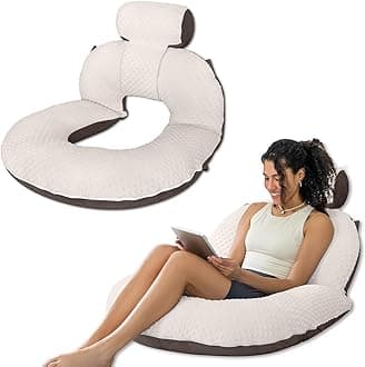 INSEN Reading Pillow, Back Pillow for Sitting in Bed for Reading, Nurse & Relax, Reading Pillow for Adults, Moms & Kids, Sit Up Pillow for Bed (Dot Velvet-Brown, Upgraded)
