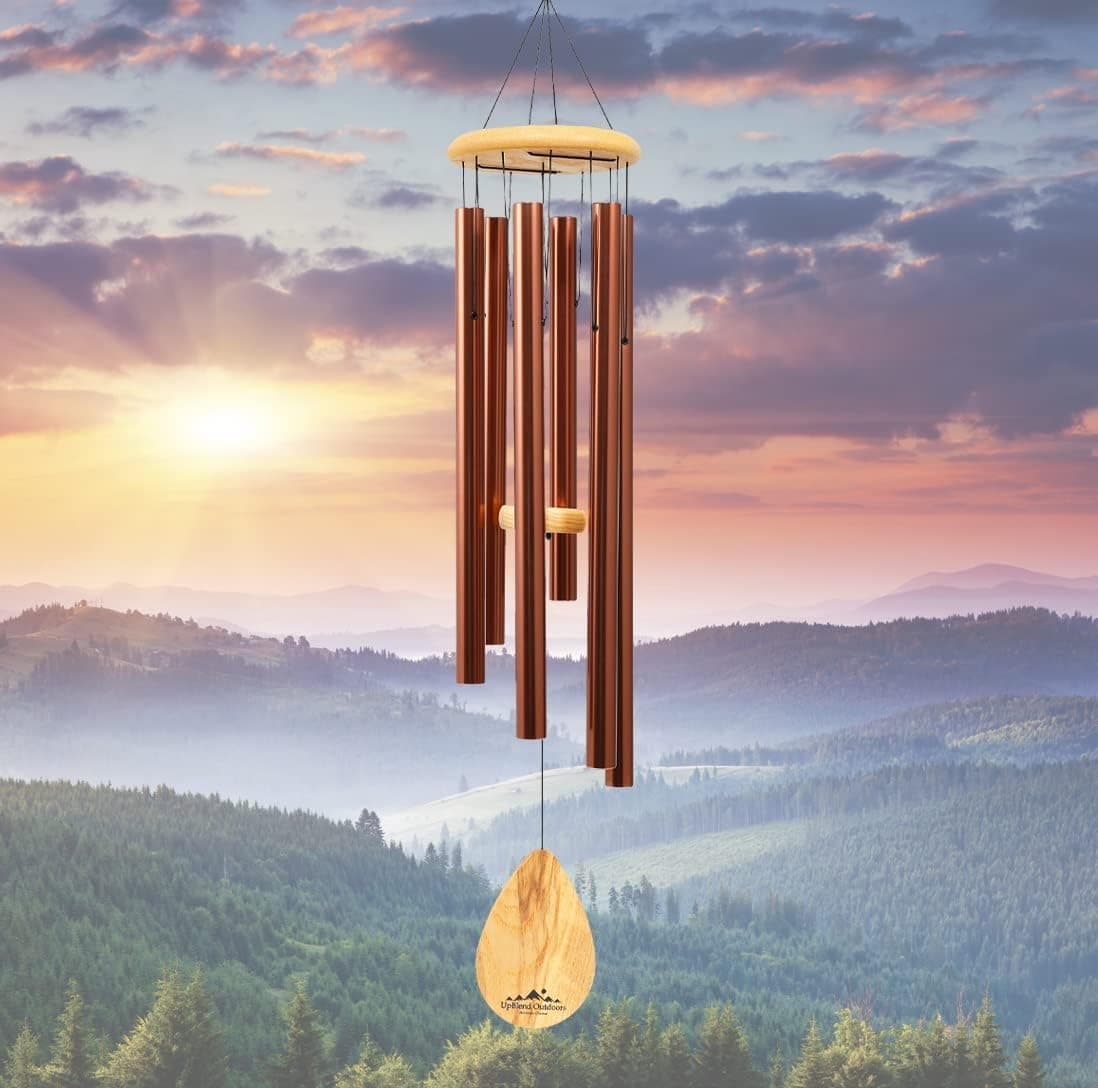UpBlend Outdoors Wind Chimes for Outside - 29" Copper-Red Wind Chime Outdoor, Zen Garden Chimes for Outdoors, Tin Windchime, Decor Windchimes for Mom, Grandma, Gifts for Her