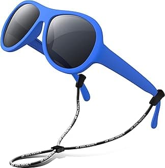 RIVBOS Kids Sunglasses Polarized UV Protection Flexible Rubber Glasses Shades with Strap for Boys Girls RBK037