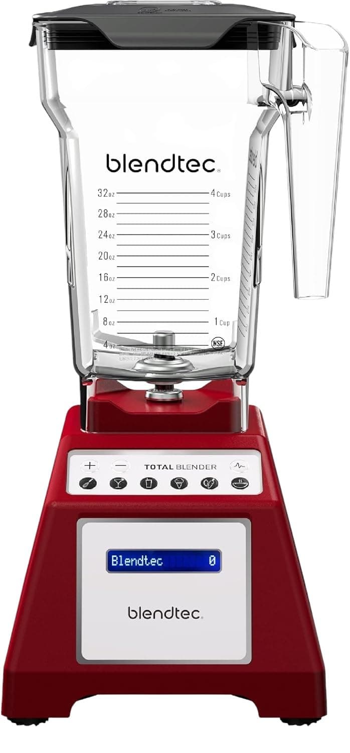 Total Classic Original Blender and 75 oz FourSide Blender Jar - Kitchen Blender Bundle - Red