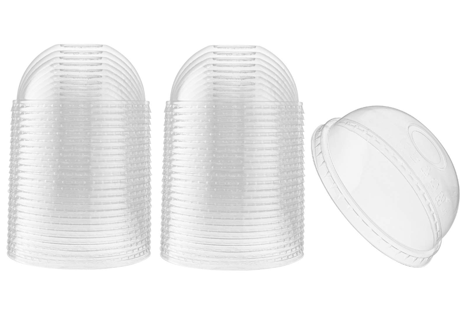 ELEGANT DISPOSABLES [50 Count] Crystal Clear PET Plastic Dome lids With Straw Slot Fits 14, 16, 20, & 24 oz Cups for Iced Coffee, Milkshake, Slurpee, Ice cream, Razzle, Slush, Smoothy, Party's,