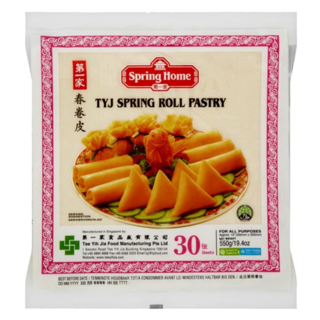 TYJ 10-Inch Spring Roll Pastry | 30 Sheets x 10 Packs | Premium Asian Pastry Wrappers | Ideal for Spring Rolls, Samosas, Snacks & Frying