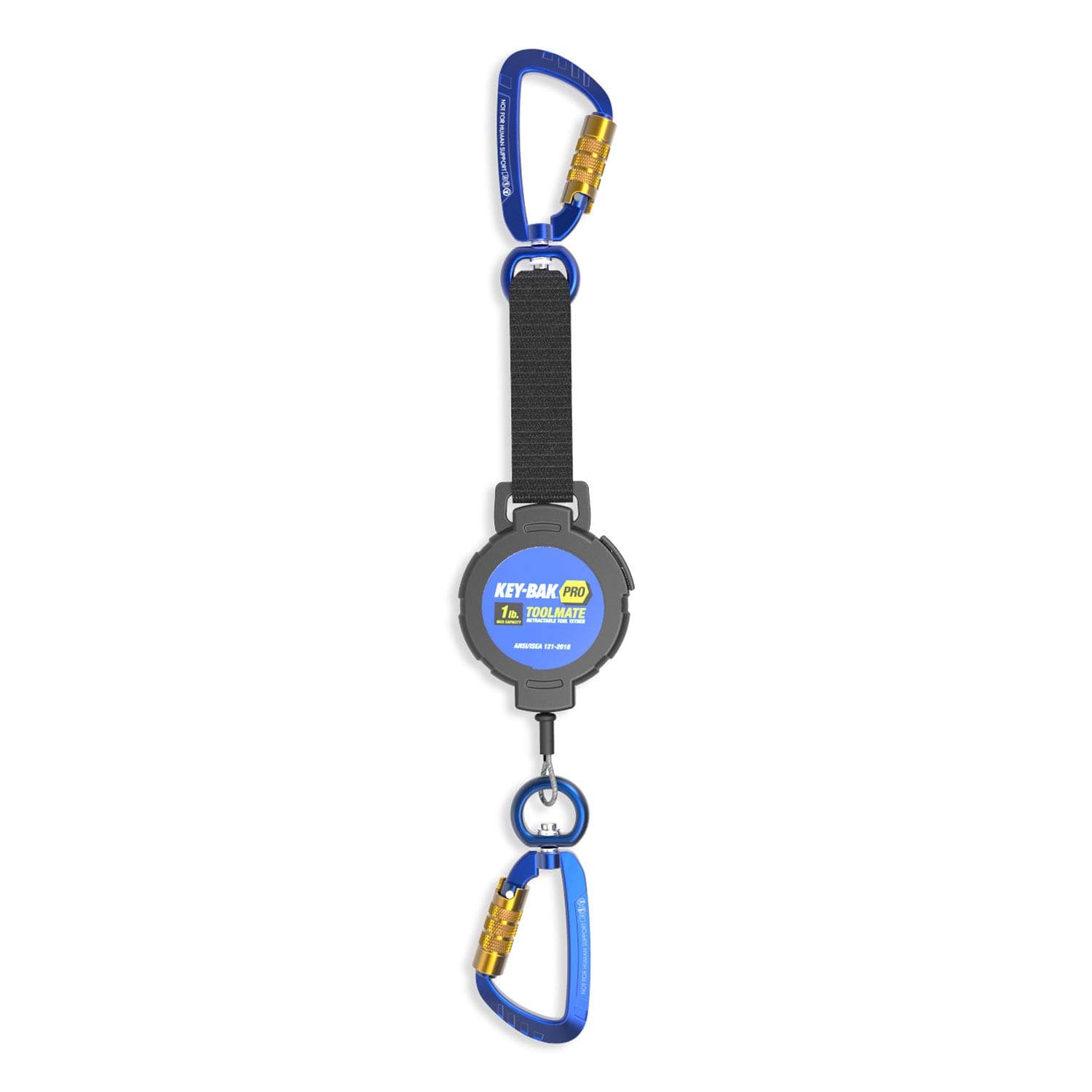 Key-Bak Pro ToolMate Retractable Carabiner Tool Tether with 1 Lb. Tool Drop Capacity, Locking Swivel Carabiner, Stainless Steel Coated Cable (ANSI 121 Certified)