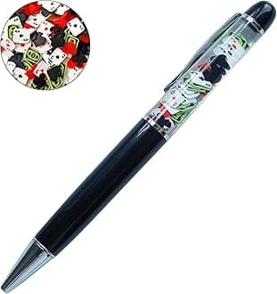 Money Poker Casino Night Dollar Funcy Pens Cute Floater Floating Liquid Writing Journaling Office Pen Unique Gift For Women Men