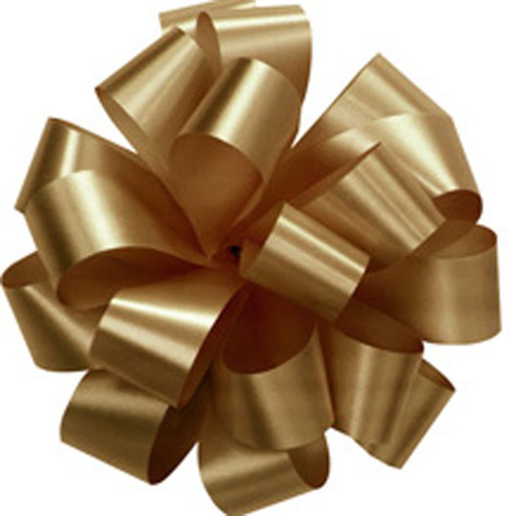 PMU Pom-Pom Pull-Apart - Pull Out Bows for Wedding, Birthdays & Anniversaries - Ribbon Bows for Flowers & Basket Decoration - Large Bow for Gift Wrapping - Gold 5 Inch 20 Loops (10/pkg) Pkg/1