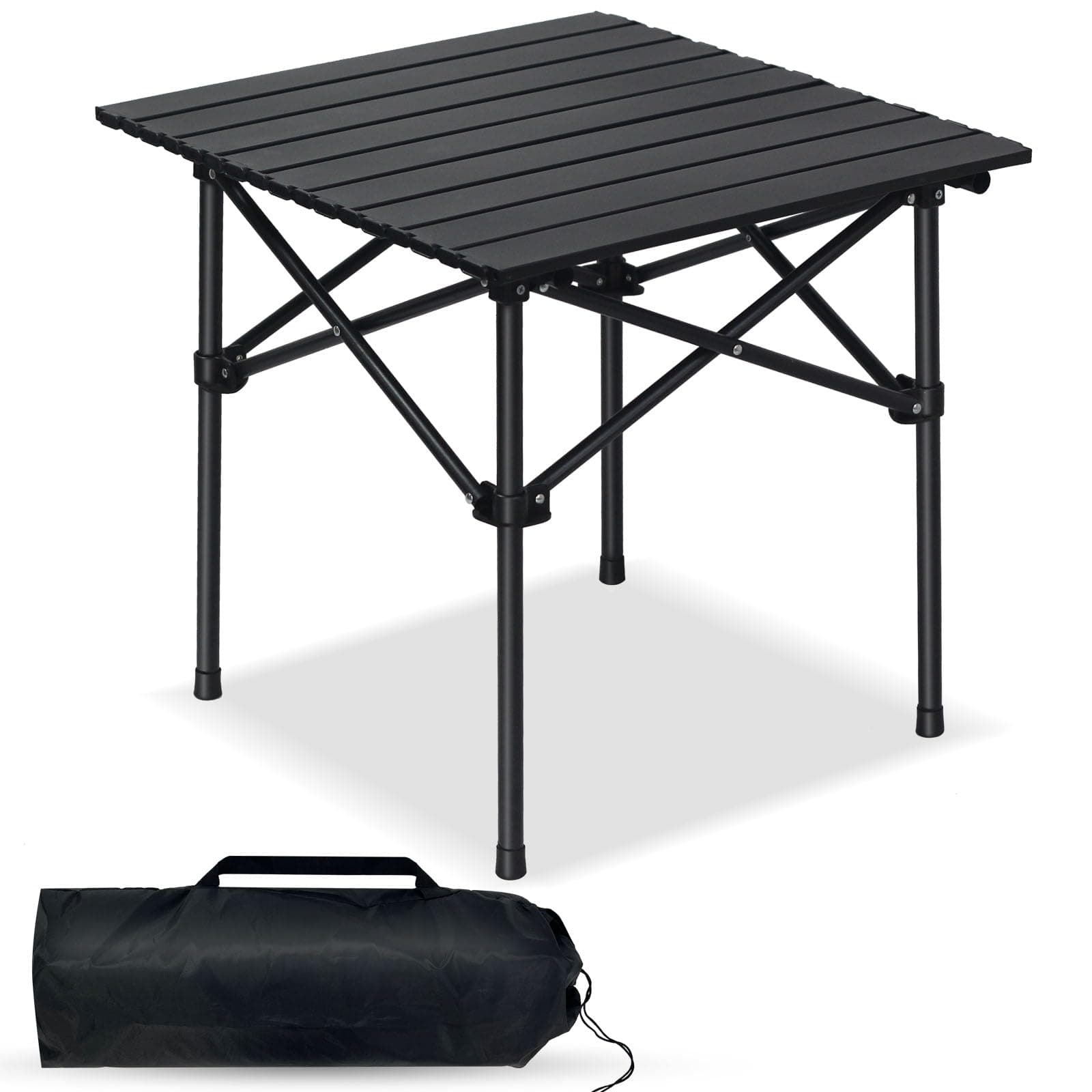 SKY-TOUCH Outdoor Camping Folding Table，Lightweight Folding Table with Aluminum Table Top and Carry Bag, Easy to Carry, Perfect for Outdoor, Picnic, Cooking, Beach, Hiking, Fishing（53×51×50cm）