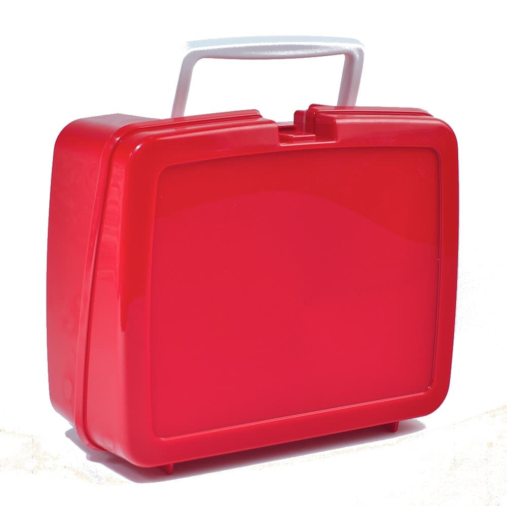 Lunchbox Red Plastic with White Handle