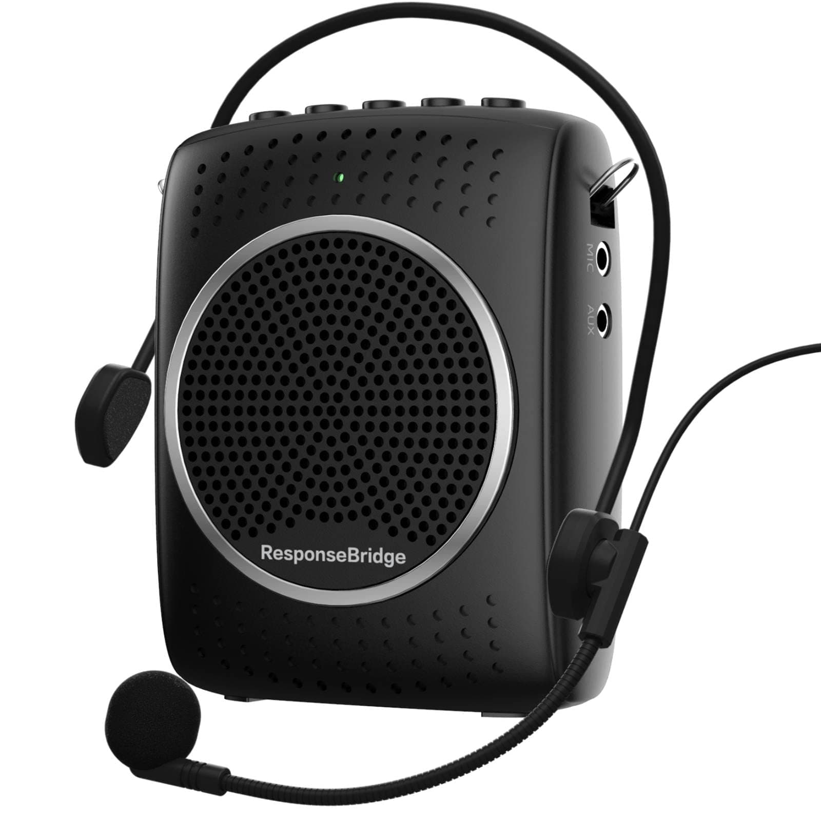 ResponseBridgeVoice Amplifier Adjustable Microphone Headset, 8W Original Sound Portable Microphone and Speaker, USB-C Rechargeable Personal Mini Pa System for Teachers Classroom Yoga Gym Pastor Ect