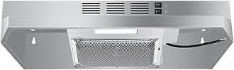 SNDOAS Under Cabinet Range Hood 24 inch,Ductless Range Hood Convertible Ducted, Kitchen Hood 24 inch,Stainless Range Hood with 2-speed Fan,Rocker Switch,Hard-wired Hood Vents for Kitchen