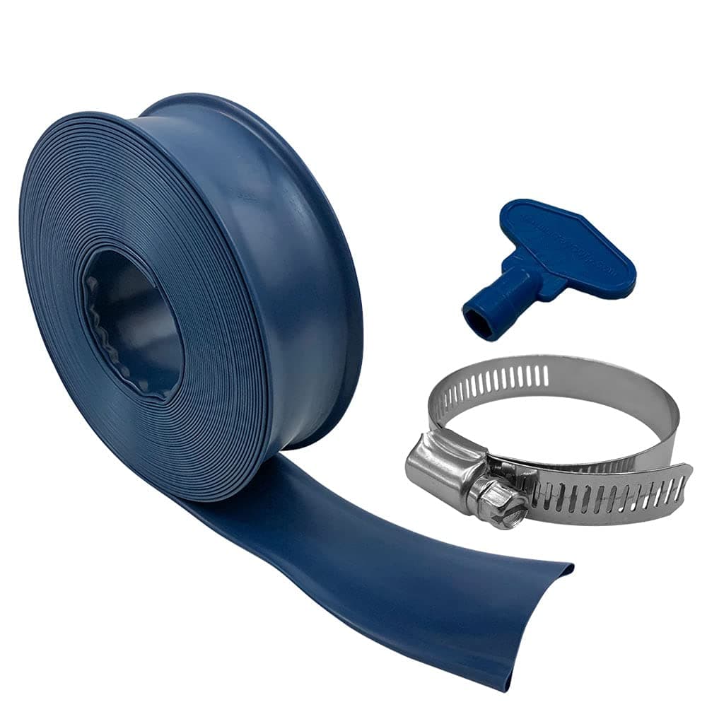 Puri TechSwimming Pool Filter Backwash or Draining Hose 1.5 Inches x 50 Feet Includes Clamp Heavy Duty Durable For Chemical and Weather Resistant Vinyl