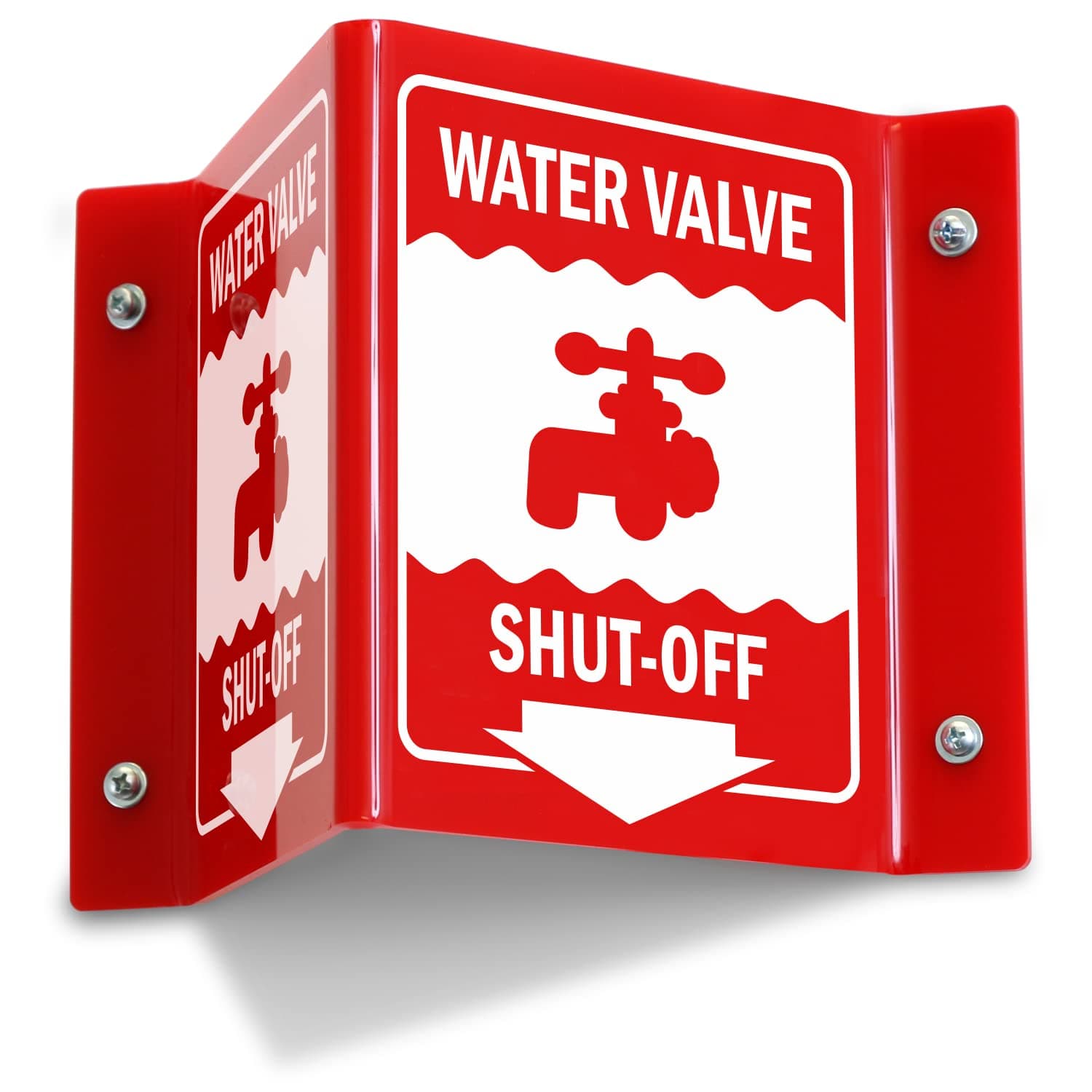 Projecting V-Sign : Water Value Shut - Off, PVC Water Proof Sticker Fixed on SunBoard