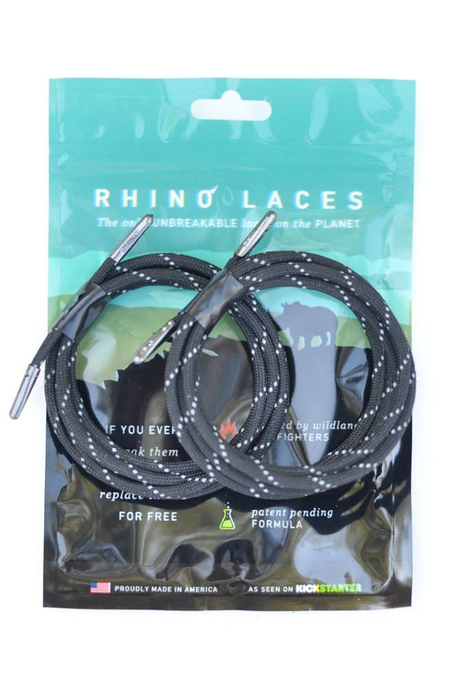 Rhino Laces Unbreakable Shoe Laces, Reflective Black, Medium