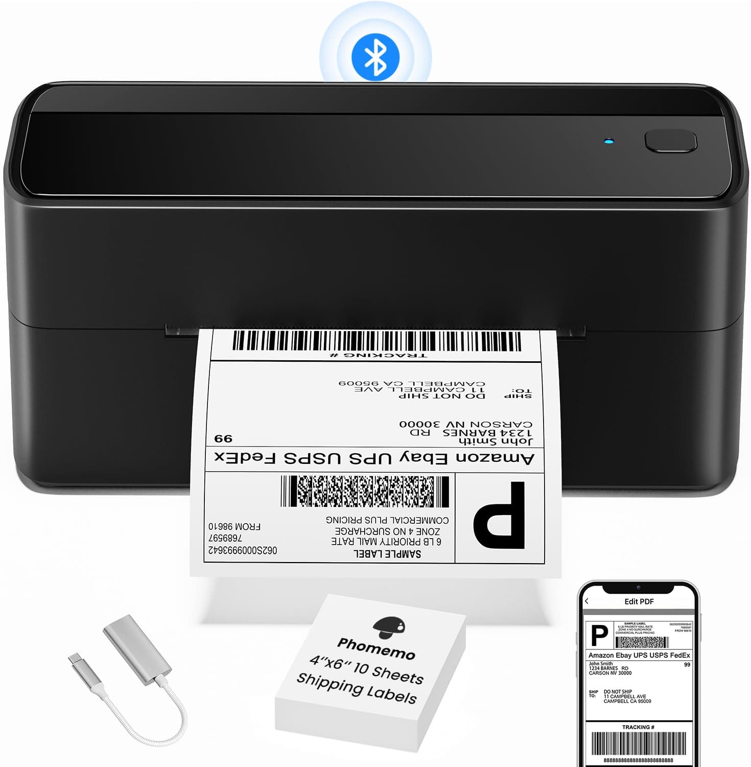 PhomemoBluetooth Thermal Shipping Label Printer, Shipping Label Printer for Shipping Packages, Bluetooth Thermal Label Printer, Label Maker for Small Business 4x6, for Phone/PC/Amazon/Ebay/USPS