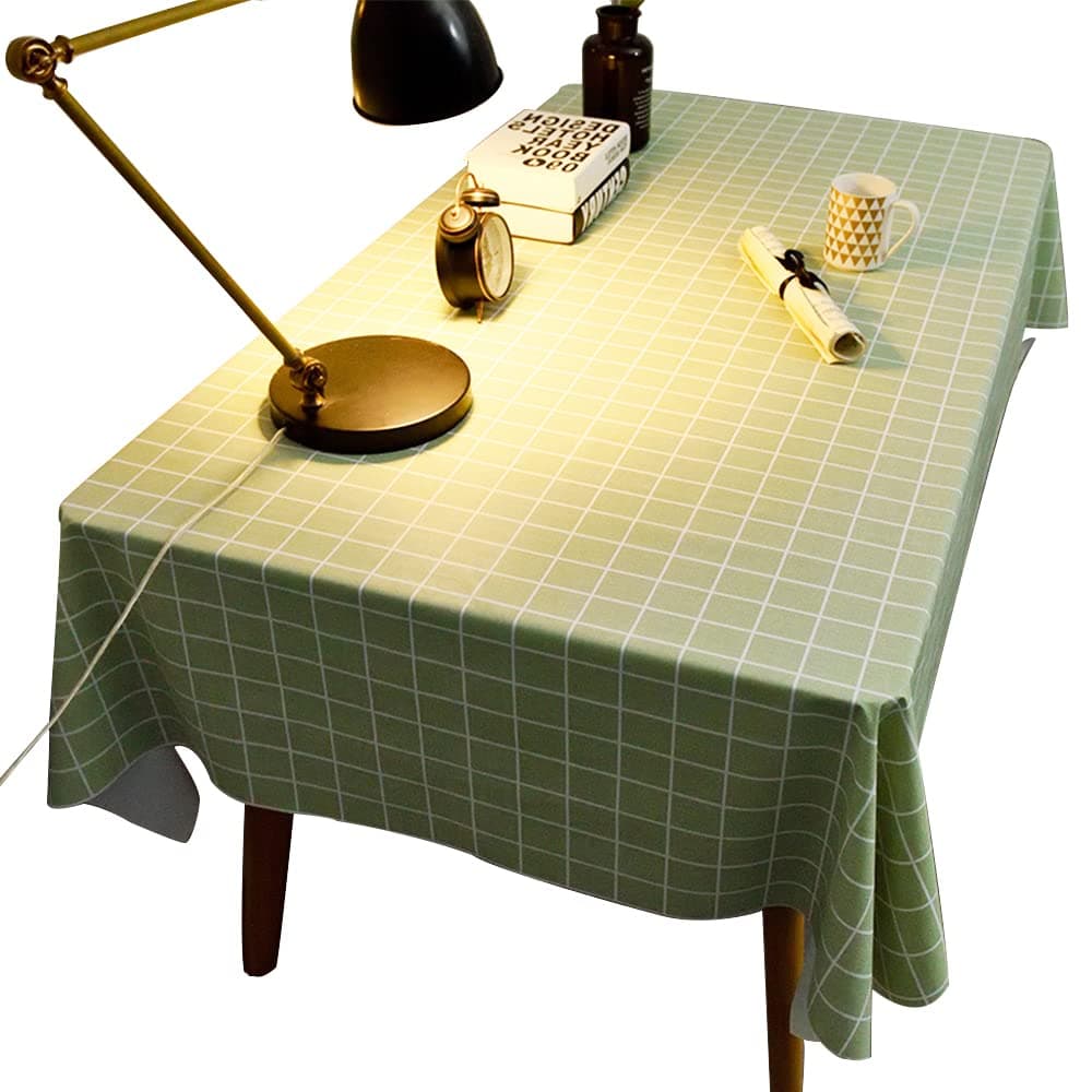 NeoStyle PVC Rectangle Tablecloth, 100% Waterproof Oil-Proof Table Cloth,Rectangle Plaid Table cover for Kitchen Dining and Outdoor Picnic (Green, 140 * 220)