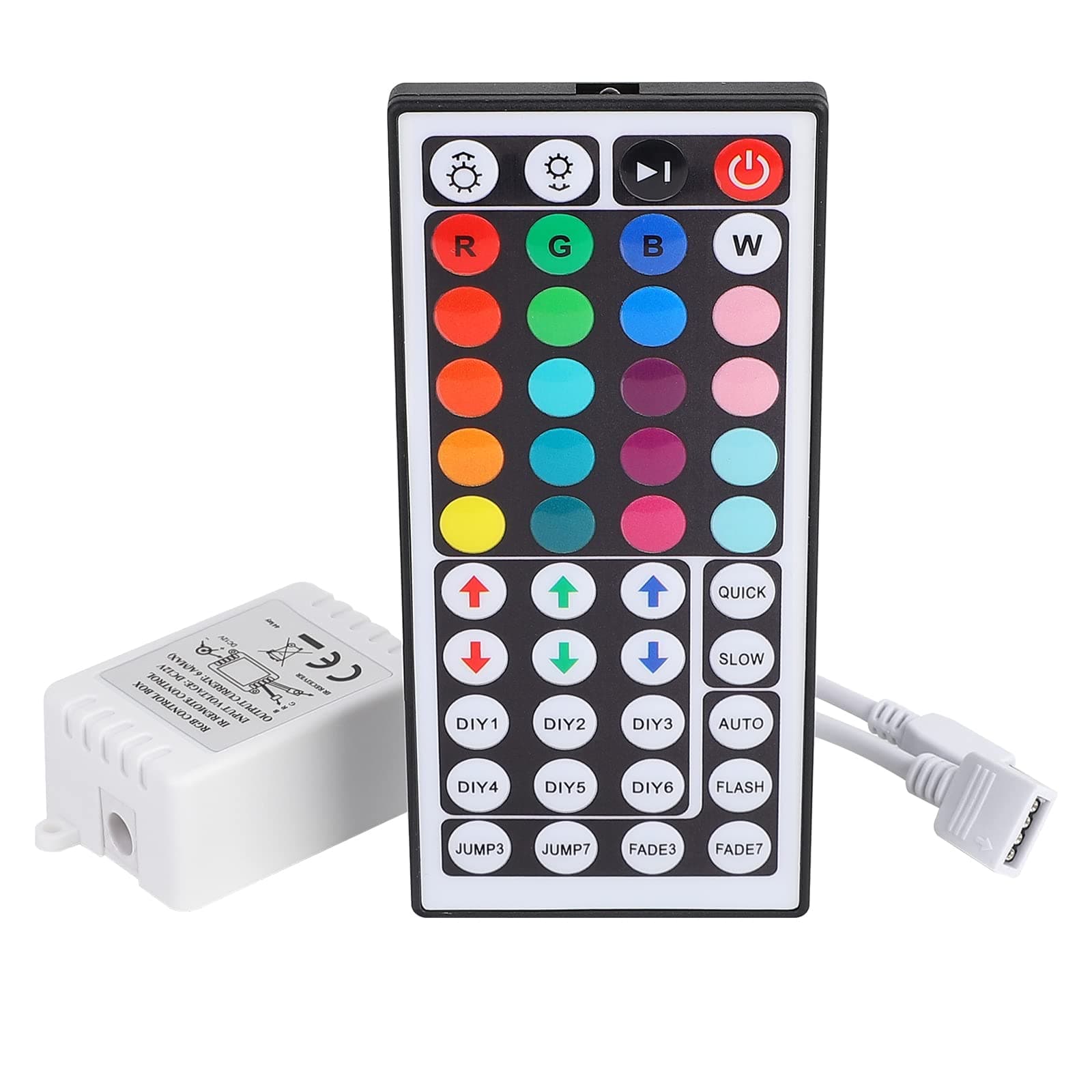 RGB LED Light Strip Remote Controller, Dimmer for RGB LED Strip Lights, 44 Key Wireless IR Remote Controller for SMD 5050 3528 Rope Lights