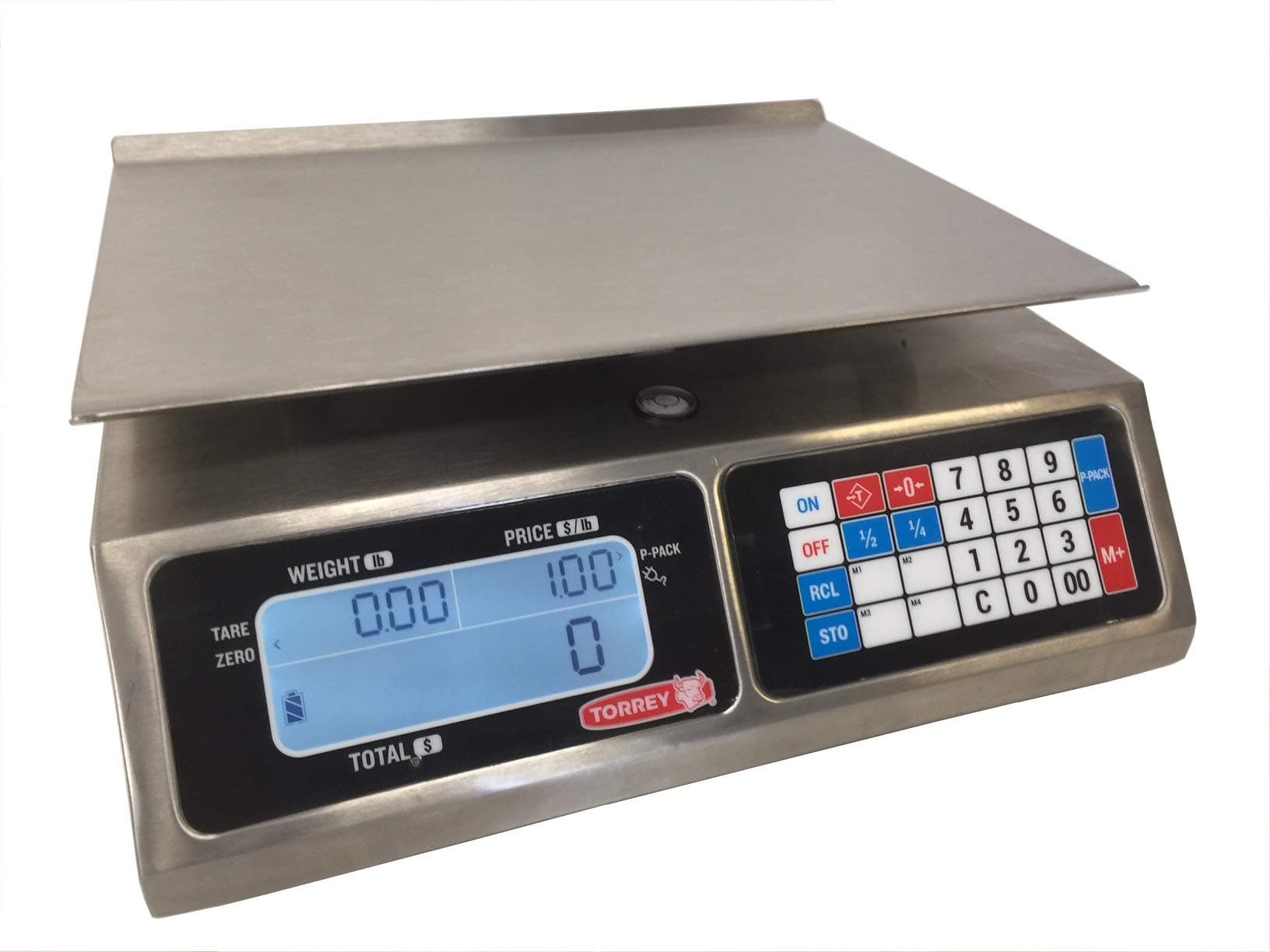 TORREY | 40 Lb. Capacity | Price Computing - Digital Retail Scale | LPC-40L | ZIEIS BigTop 12" x 12" EZ Clean Platform | 110V | Optional Rechargeable Battery | Surge Protector | 0.01 Pound Accuracy