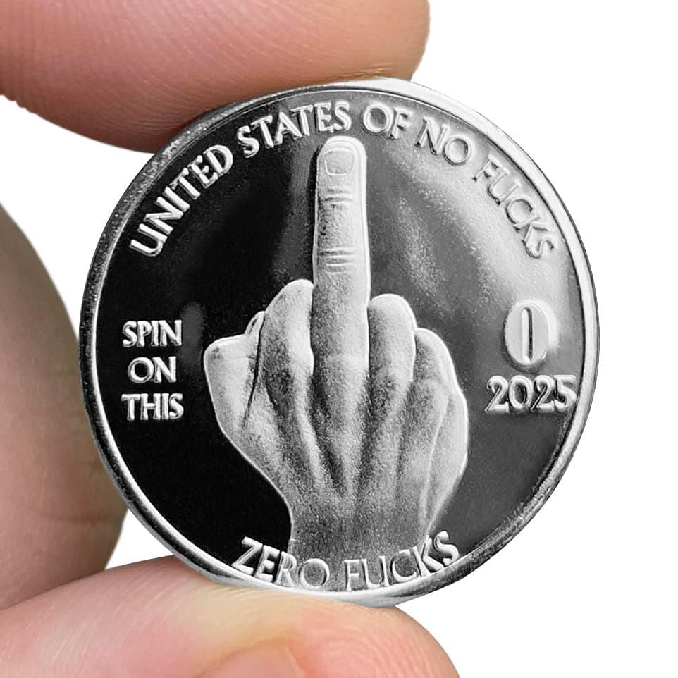 ZFG Inc. Zero F's Given Middle Finger Giftable Novelty Coin, Shiny Joke Prank Token, 1-Coin