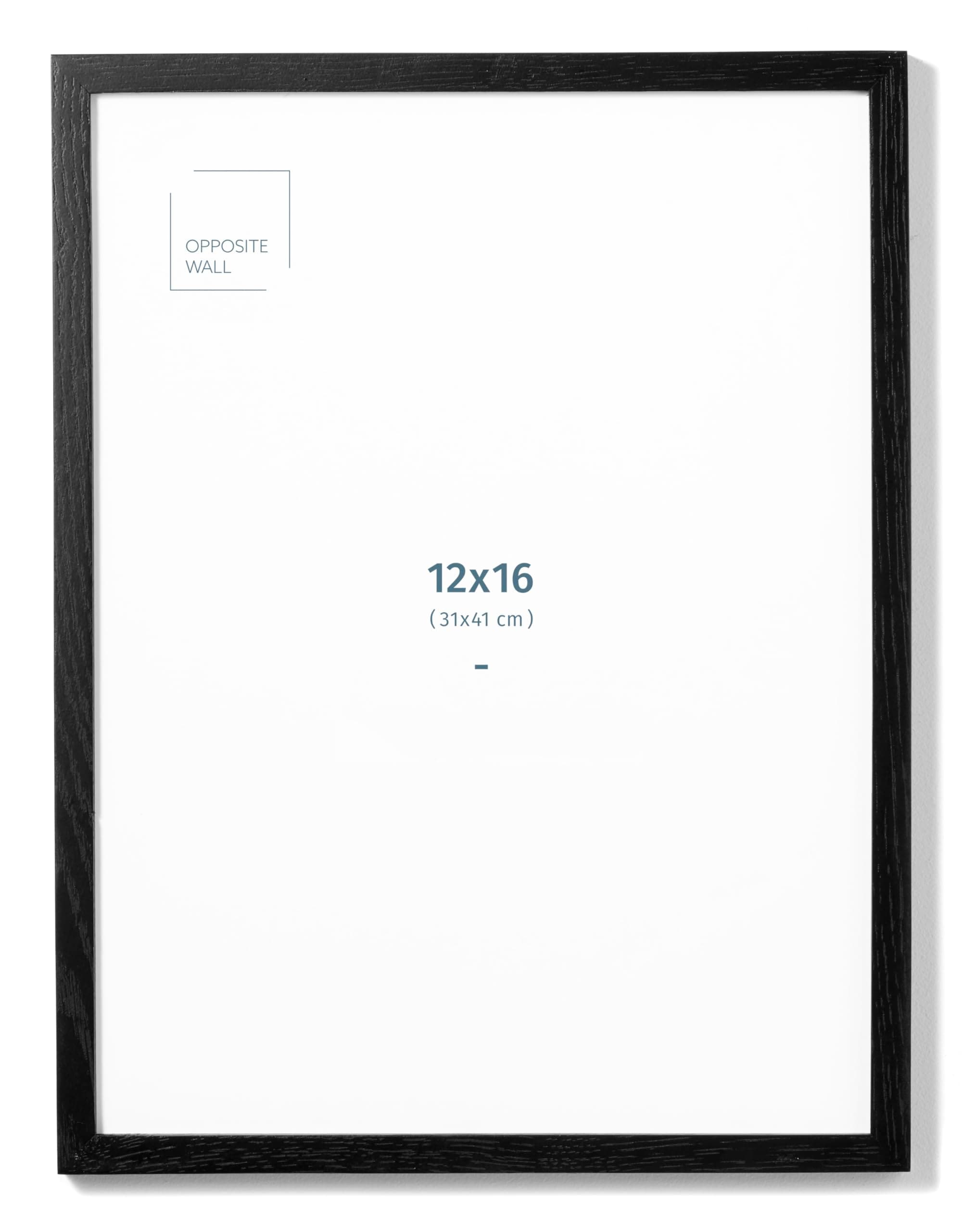 Opposite Wall - 12x16 in - Black Solid Oak Wood Picture Frame - Lightweight, Versatile & Shatterproof - Wall Hanging Poster or Photo Frame - Wall Decor for Office, Gallery & Home