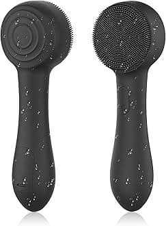 Facial Cleansing Brush Silicone Face Scrubber Waterproof Rechargeable Exfoliator Massage Device for Men & Women, Deep Pore Cleansing, Exfoliating, Removing Blackhead Electric Face Scrub Brush (Black)