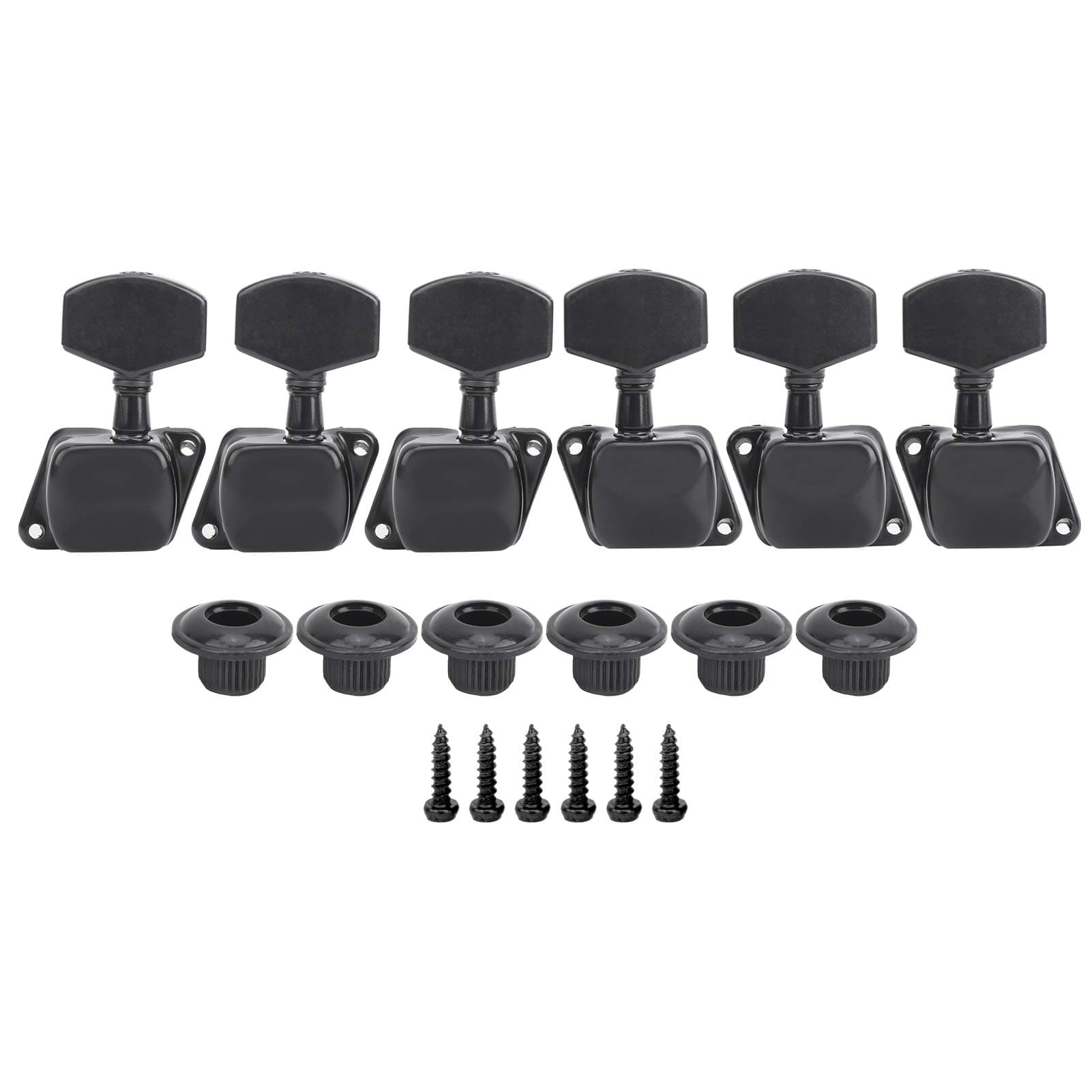 Cryfokt Semi‑Closed Guitar Tuning Keys, Metal Structure String Tuning Key, Rust‑Proof for Instrument Lovers Folk Guitar (Black)