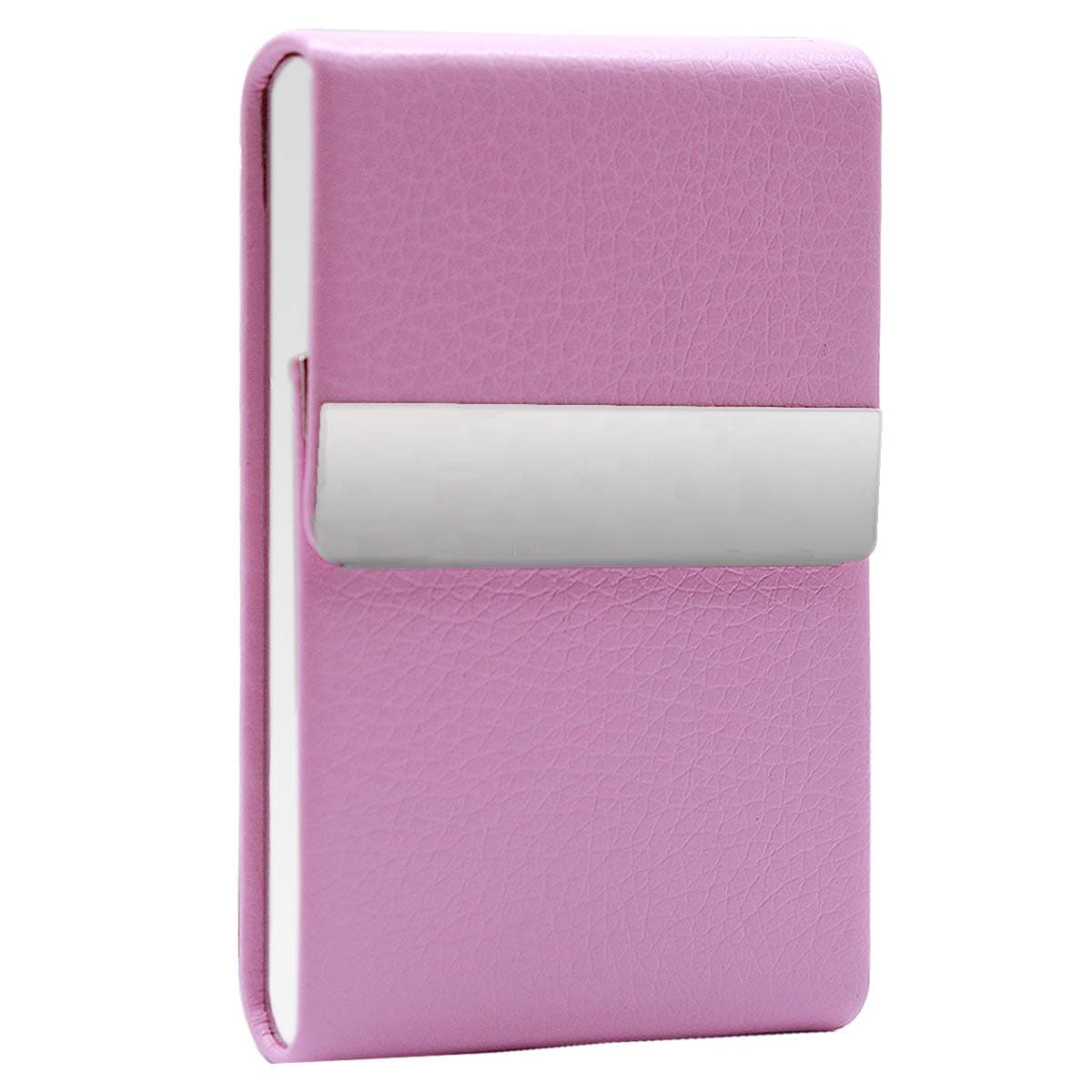 Cigarette Case Metal Cigarette Box PU Leather Magnetized Lid Cigarette Box for Men Women Ladies Super Slim Elegant Design Pink