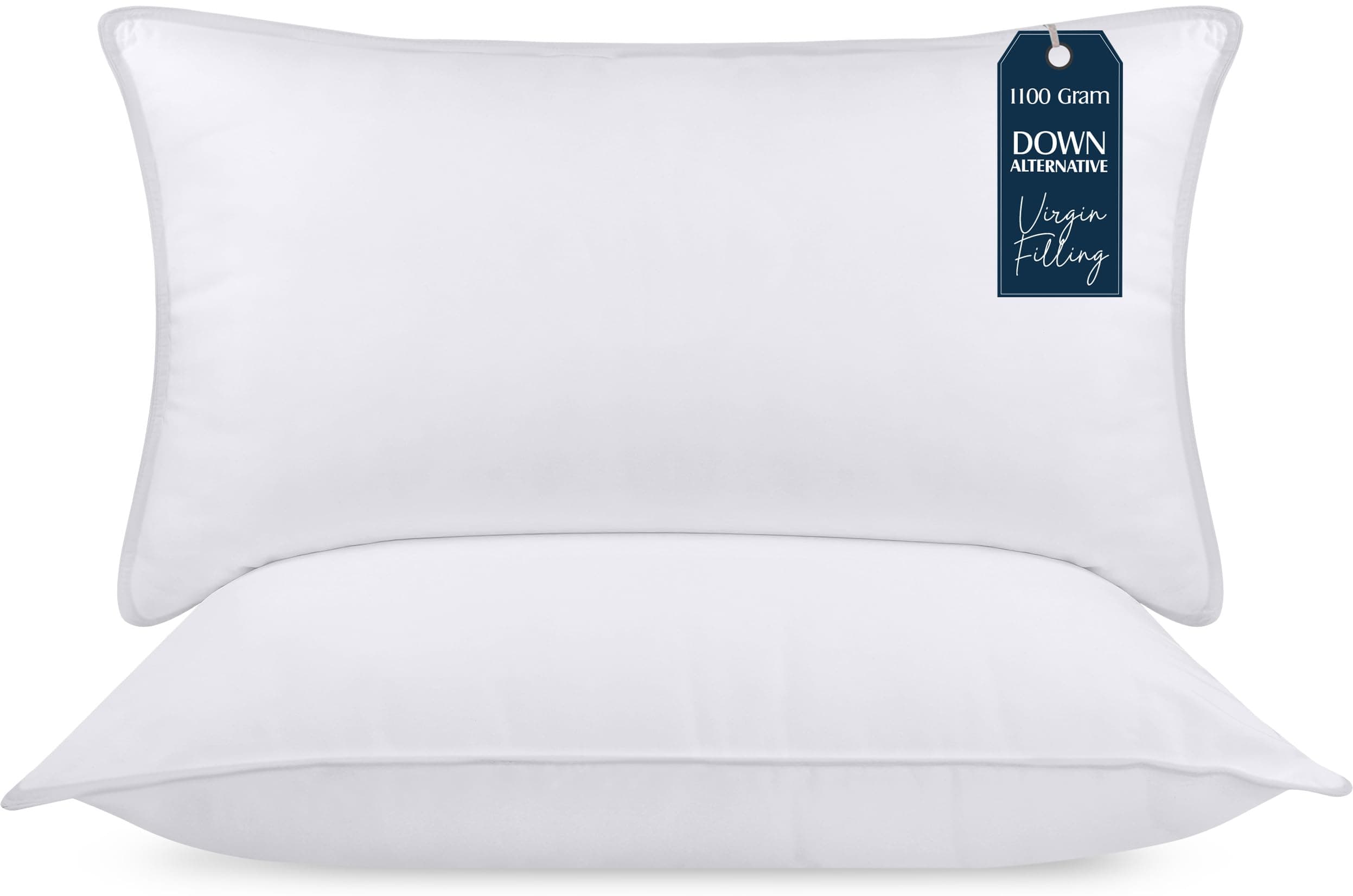Pillows 2 Pack, (UK Standard, White) Hotel Quality Luxury Bed Pillow for Back, Stomach or Side Sleepers