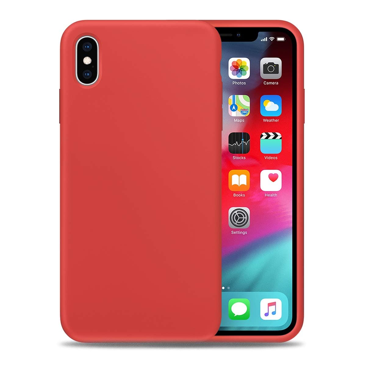 SCZW Liquid Silicone Phone Case for Apple iPhone Xs Max/Full Body Protection/Shockproof/Gel Rubber/Cover Case Drop Protection Coral Red