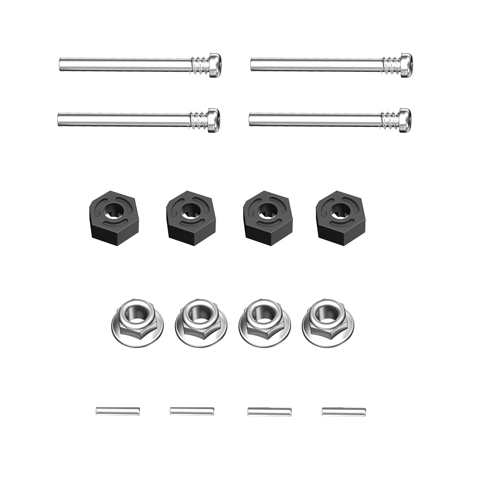 KS002 Accessories Wheel Hex, Pins, M4 Lock Nut, Round Head Half Thread Screws, Spare Parts RC Vehicle Accessories for All 1/14 1/16 Scale