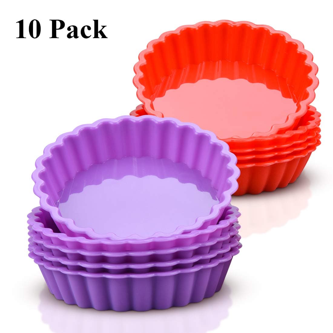 Silicone Mini Quiche Pan, Non-stick Round Pie Pan Silicone Molds 10 Packs