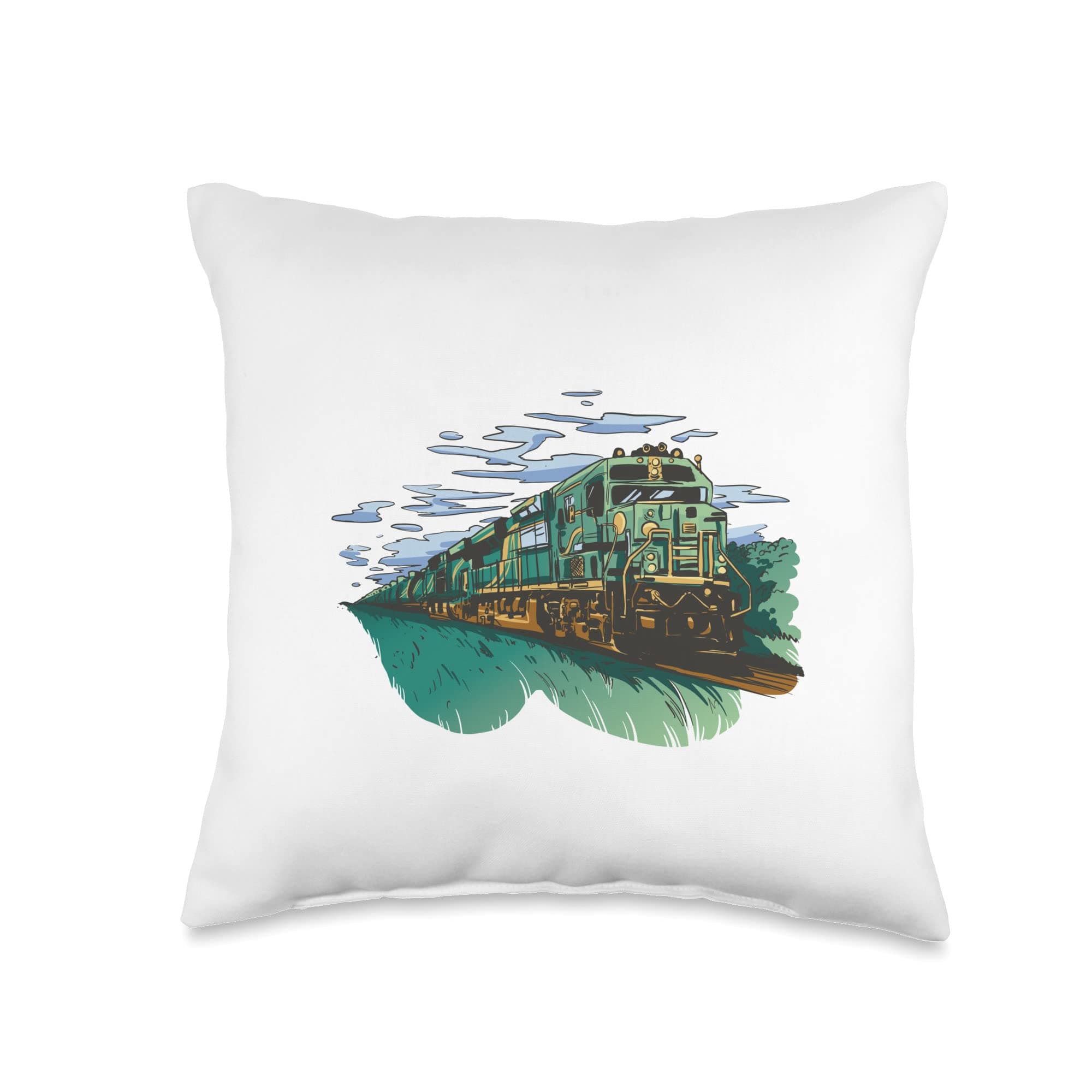 Locomotive Train Throw Pillow, 16x16, Multicolor