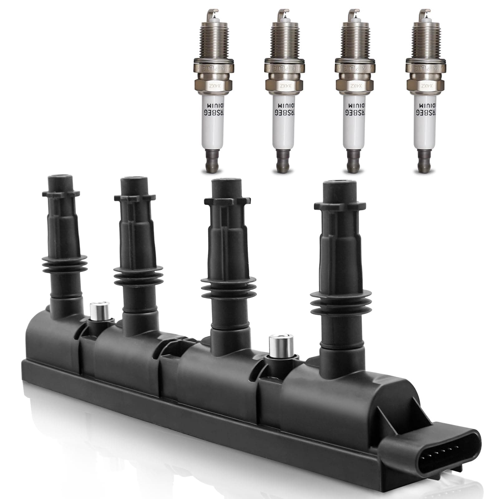 UF669 Ignition Coil & 1675 Double Iridium Spark Plug Compatible with 2011-2020 Chevy Cruze Sonic Trax Volt Buick Encore Cadillac ELR D521C & PFR7S8EG