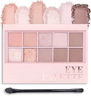 10Colors Matte Naked Eyeshadow Palette Makeup with Eyeshadow Brush,Highly Pigmented Matte Nude Brown Eyeshadow Palette Long Lasting Waterproof Blendable Naturing-Looking,Great for Travel Gift Kit