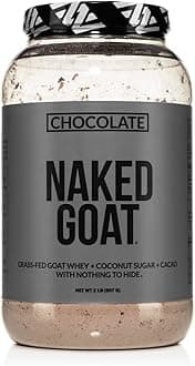 NAKED Goat Chocolate Protein Powder - Pasture Fed Goat Whey Protein Powder from Small-Herd Dairies - Only 3 Ingredients - GMO Free, Soy Free - All Natural - 23 Grams of Protein - 25 Servings